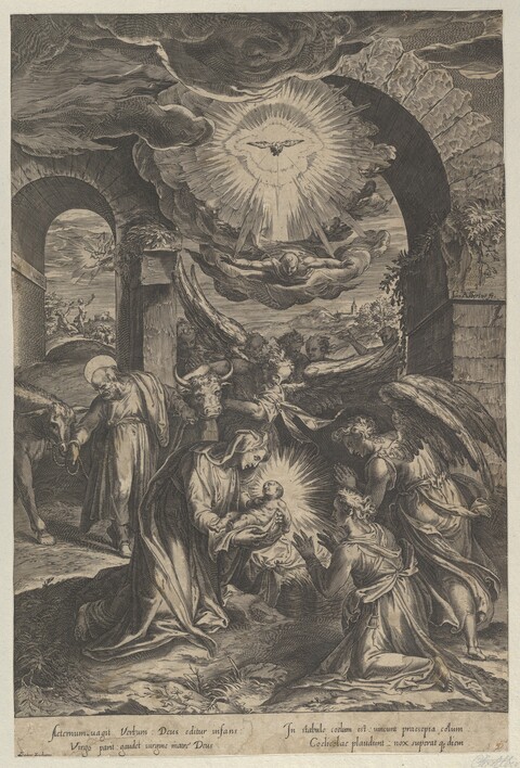 Nativity of Jesus Antique Engraving