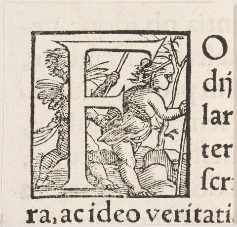 Decorated Initial H Woodcut