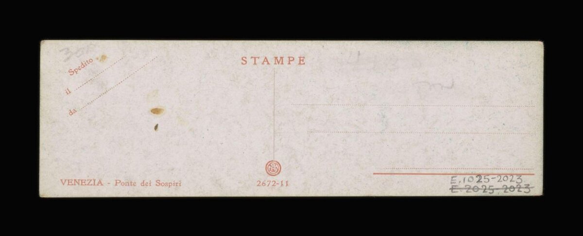 Back of Vintage Venice Postcard