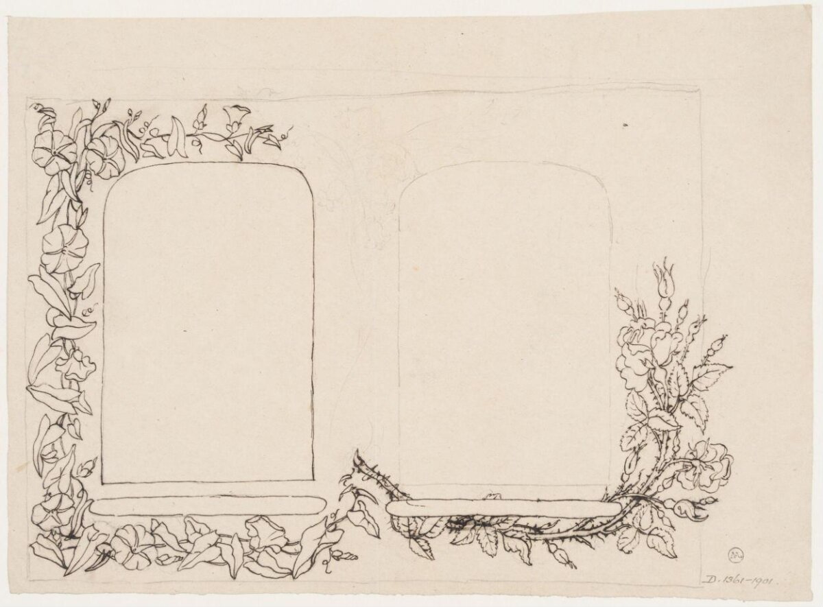 Ink Sketch of Floral Double Frames
