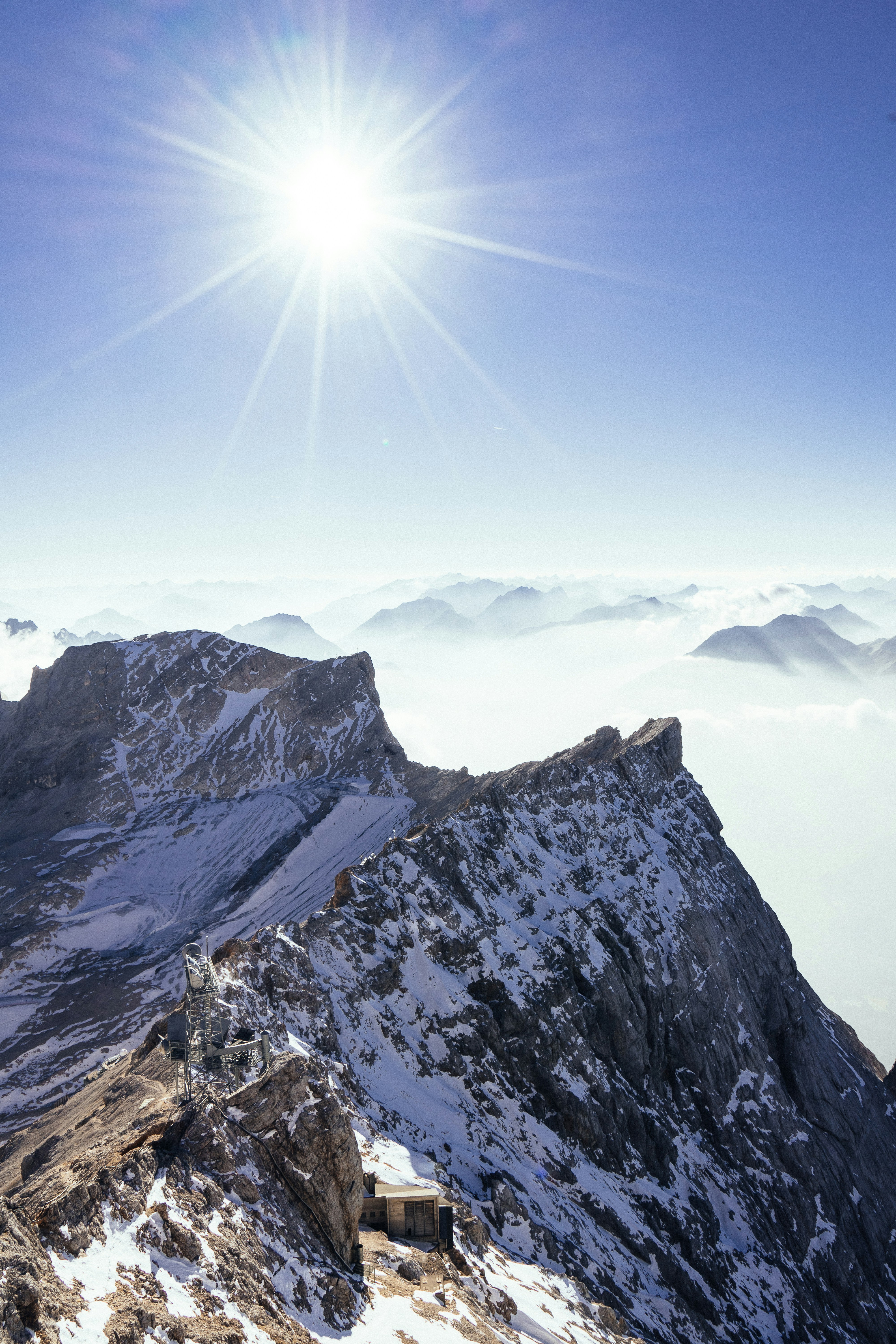 Sunlit Snowy Mountain Peak