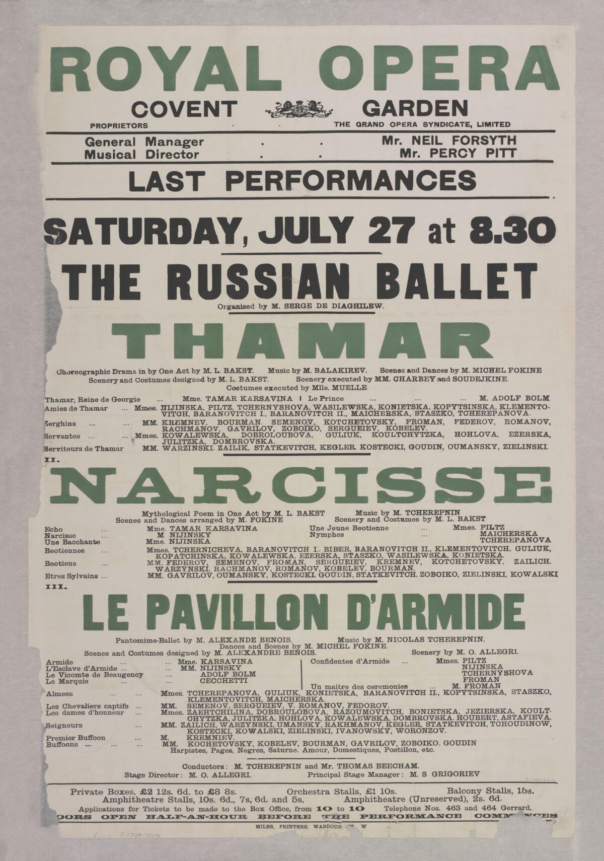 Royal Opera Russian Ballet Performance Poster