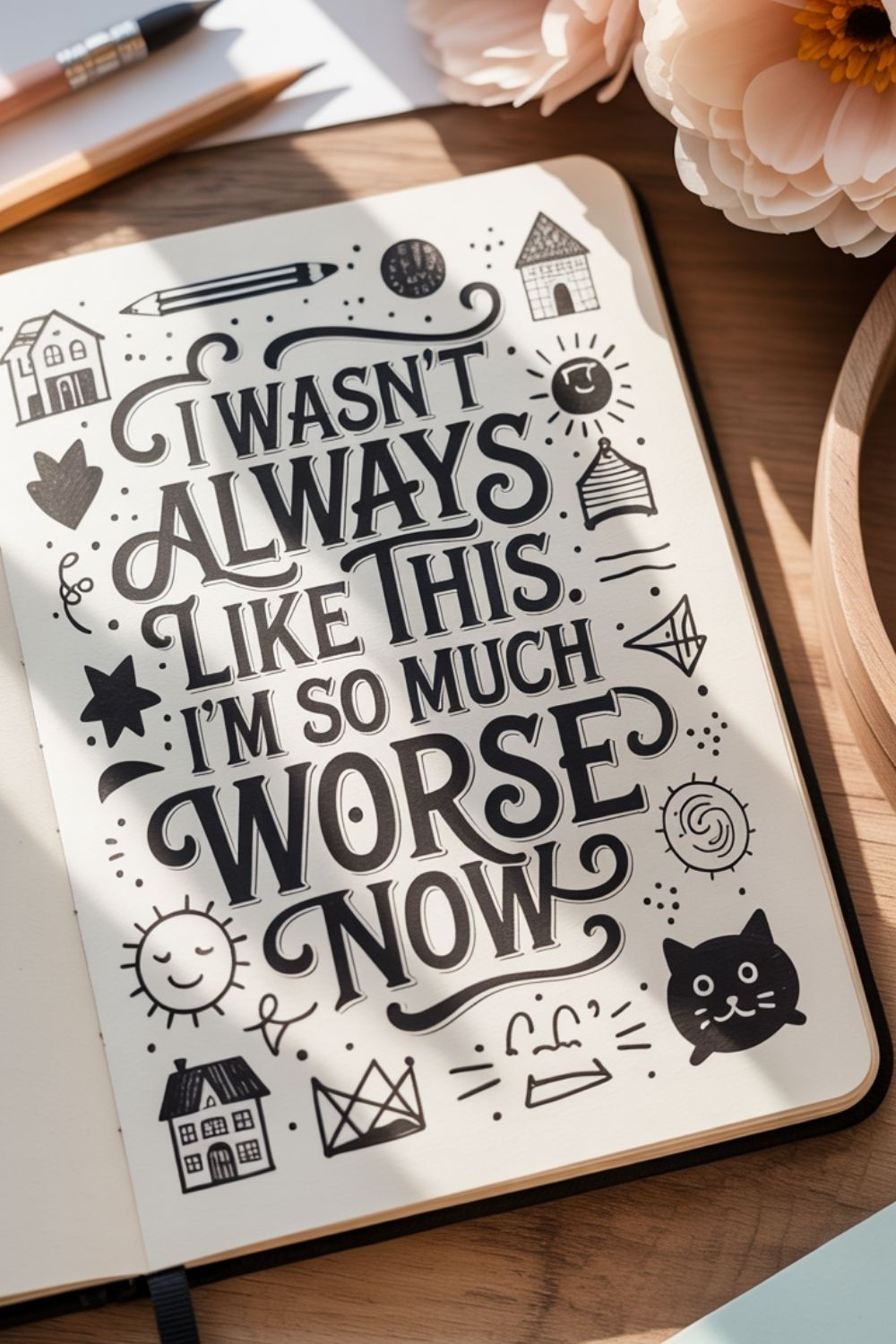 Handlettered Quote in Notebook