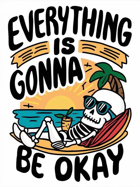 Everything Is Gonna Be Okay Skeleton Art