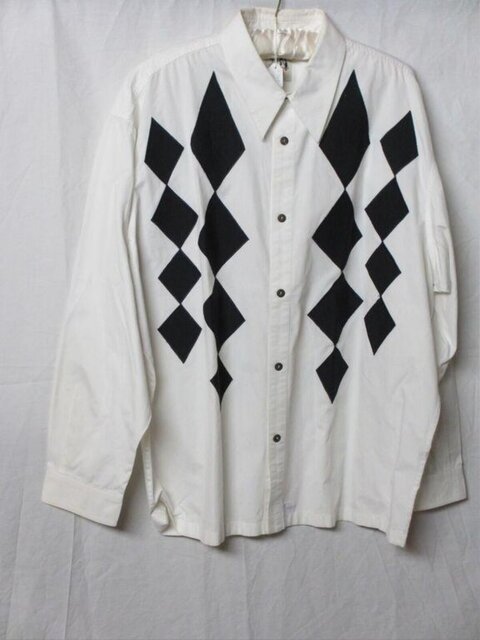 White Black Argyle Long Sleeve Shirt