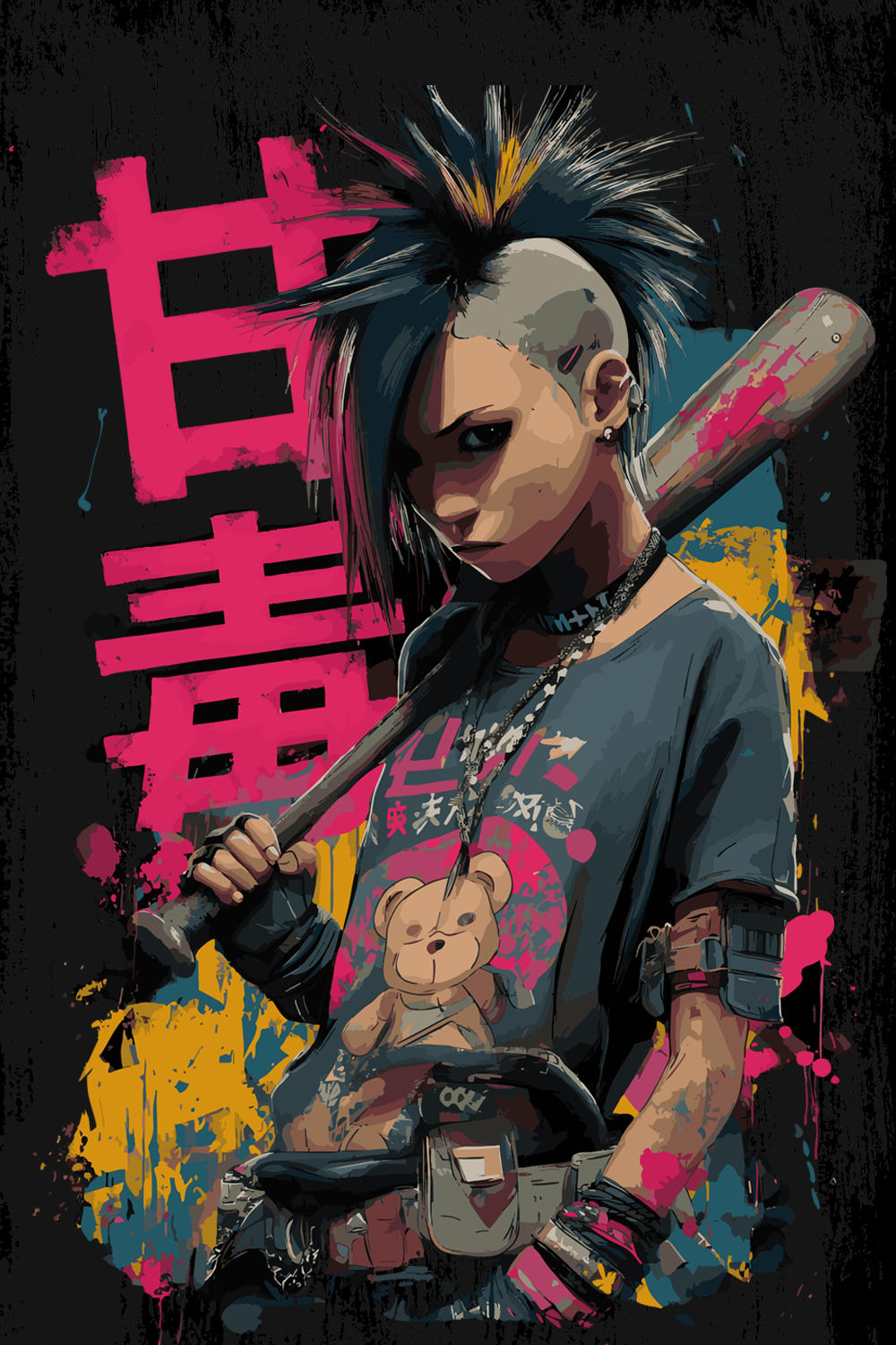 Punk Girl With Baseball Bat