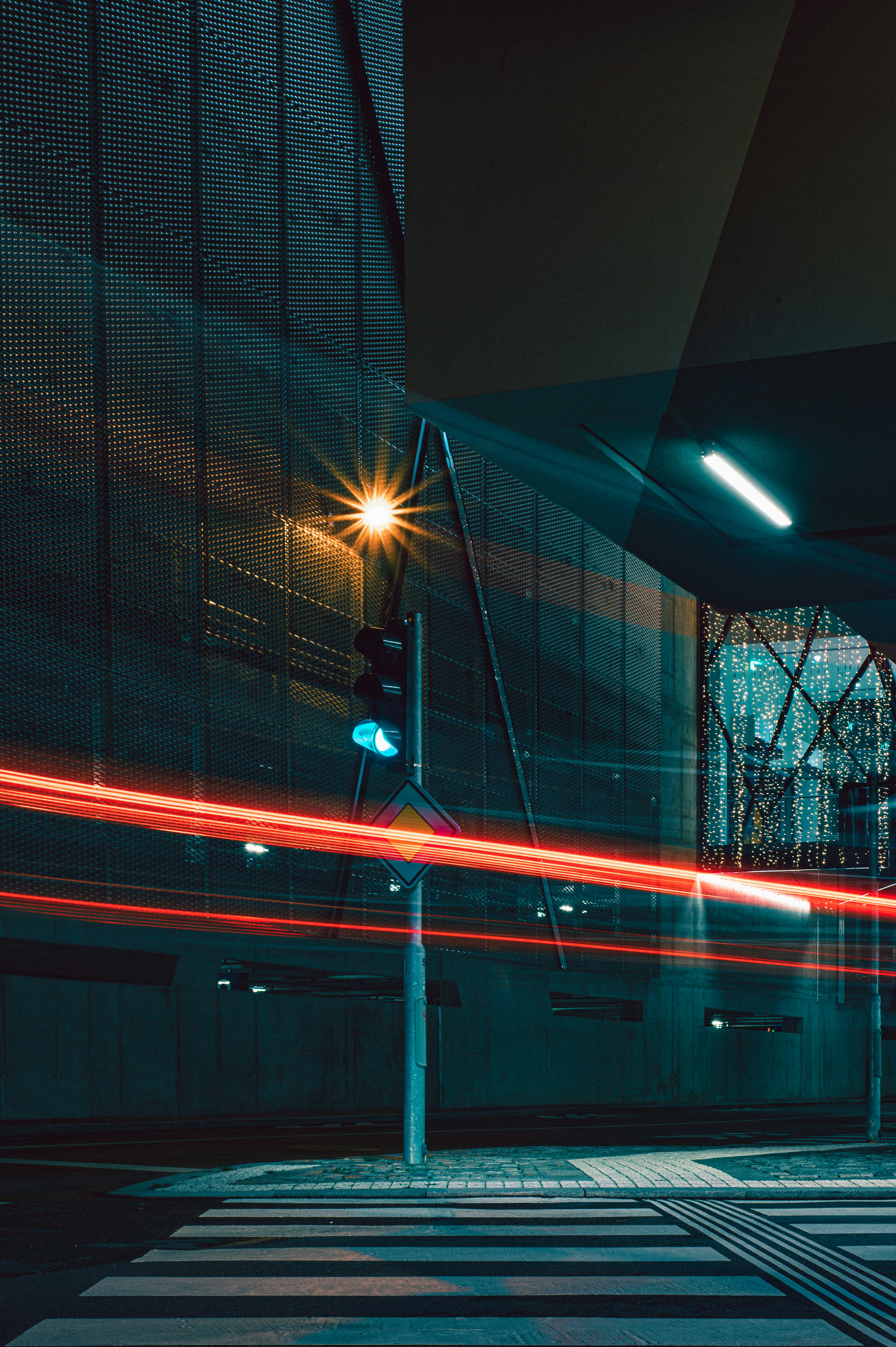 City Night Intersection Light Trails