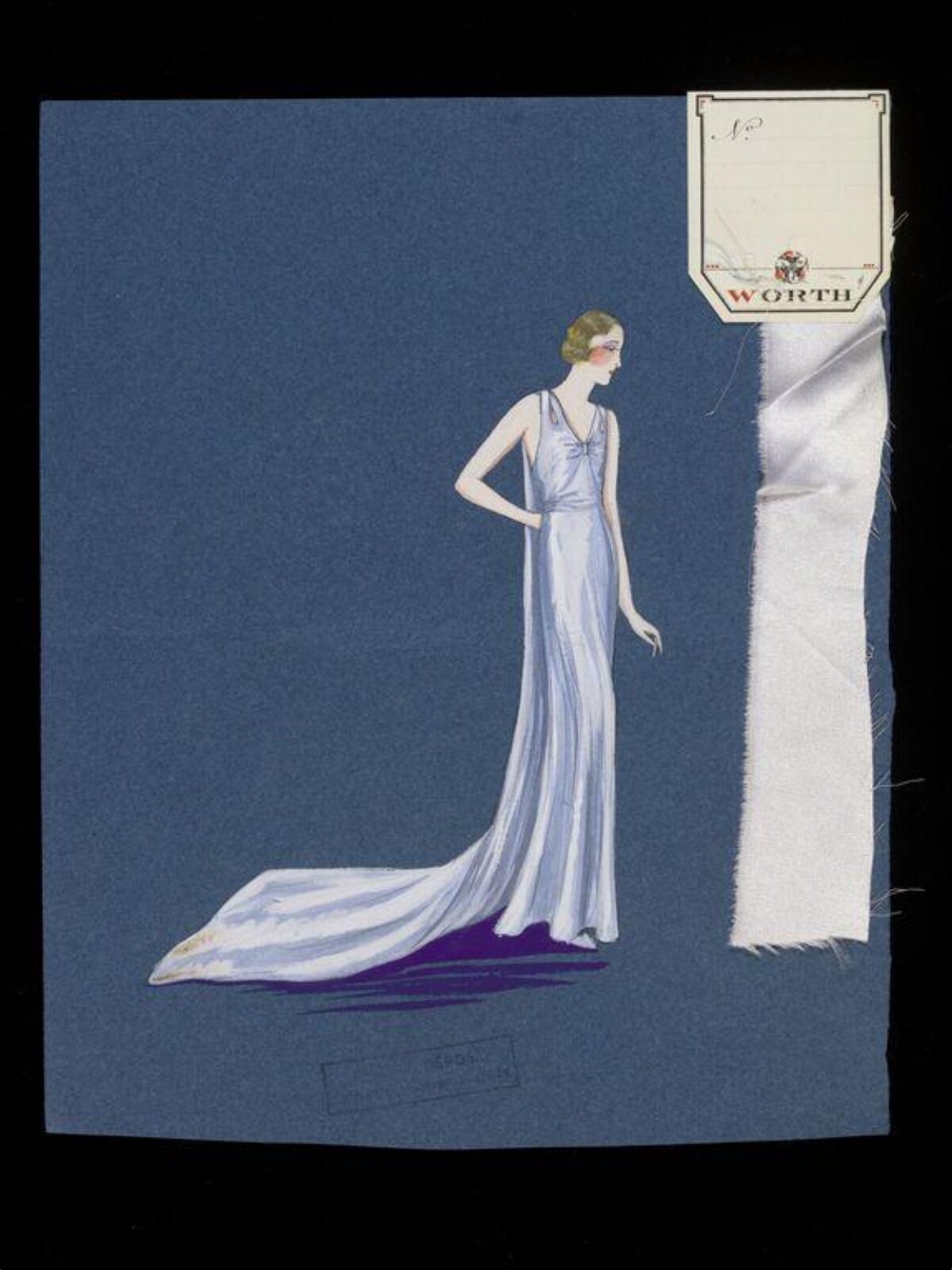 Vintage Worth Evening Gown Fashion Sketch