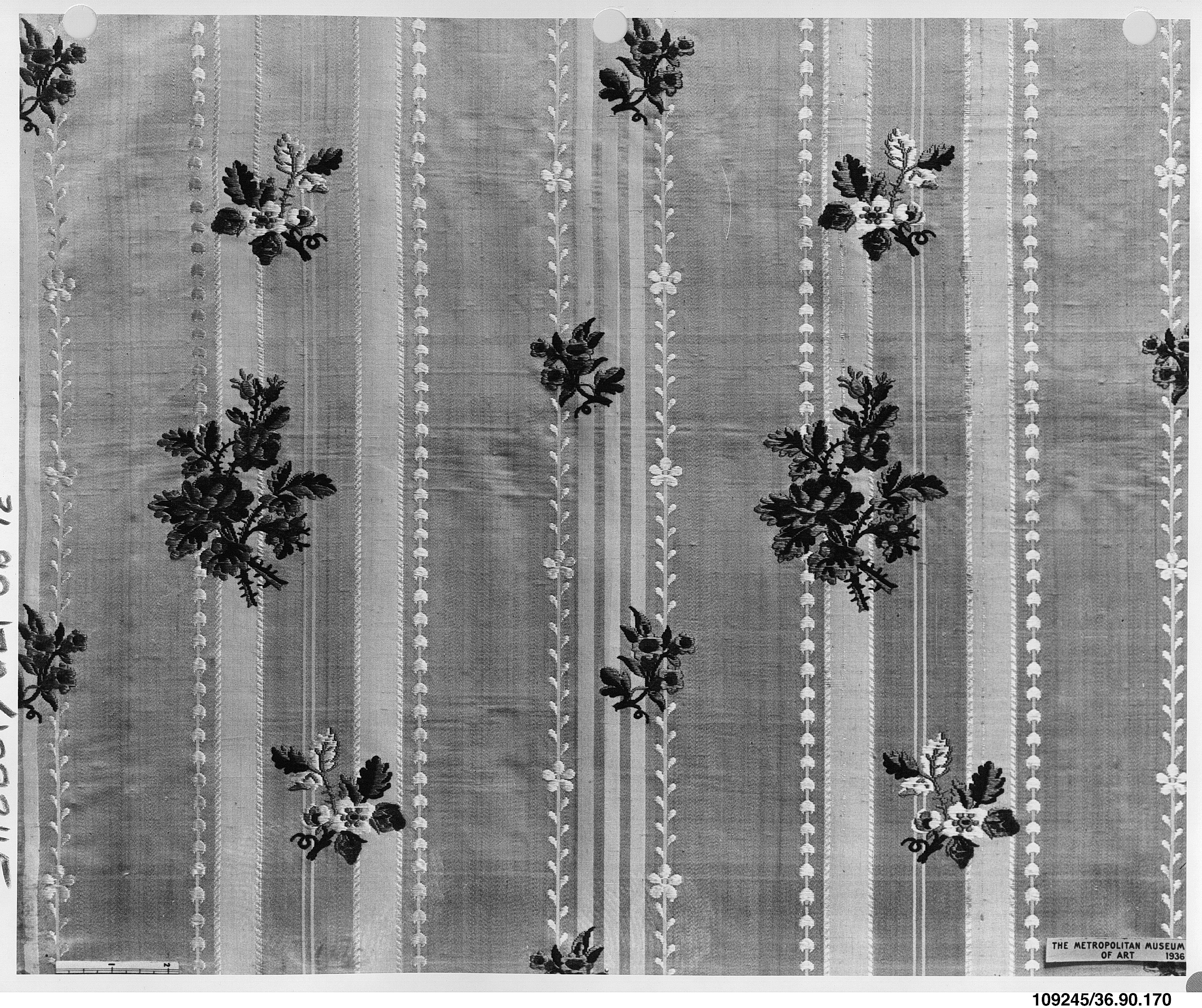 Floral Striped Antique Textile Sample