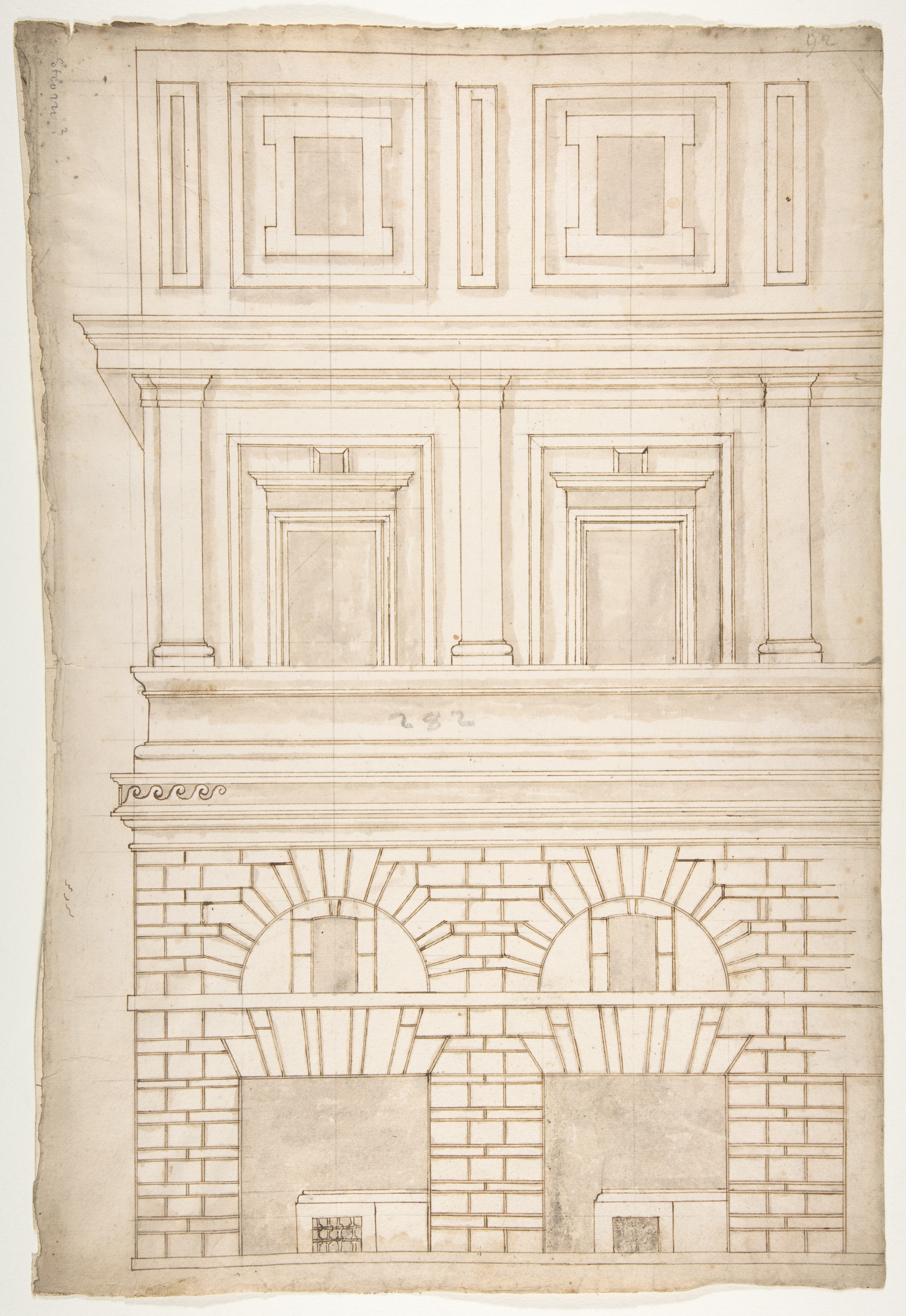 Classical Building Facade Architectural Drawing