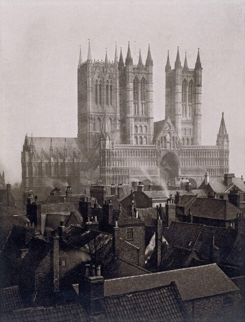 Peterborough Cathedral Over Town Rooftops