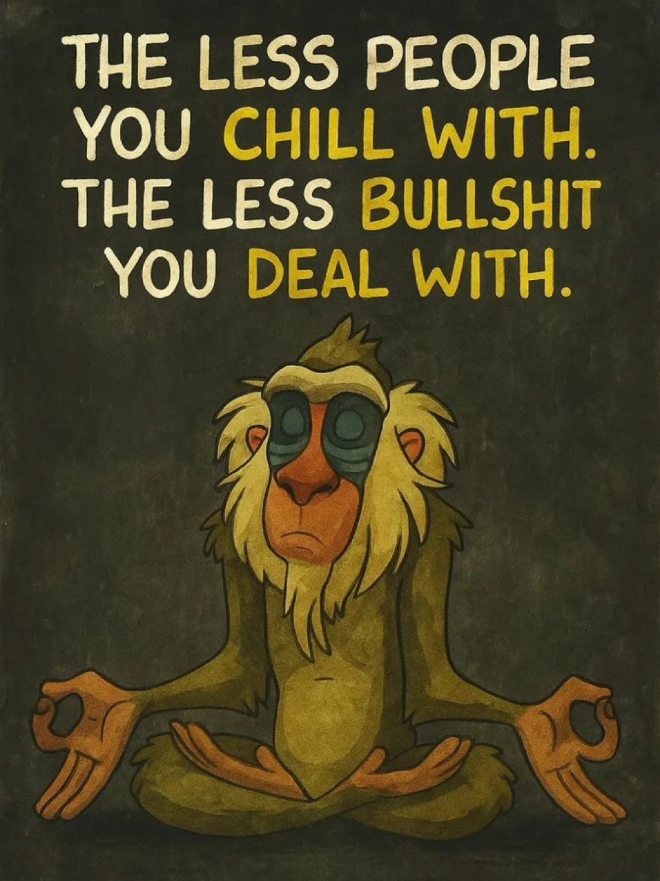 Meditating Monkey Life Advice Quote