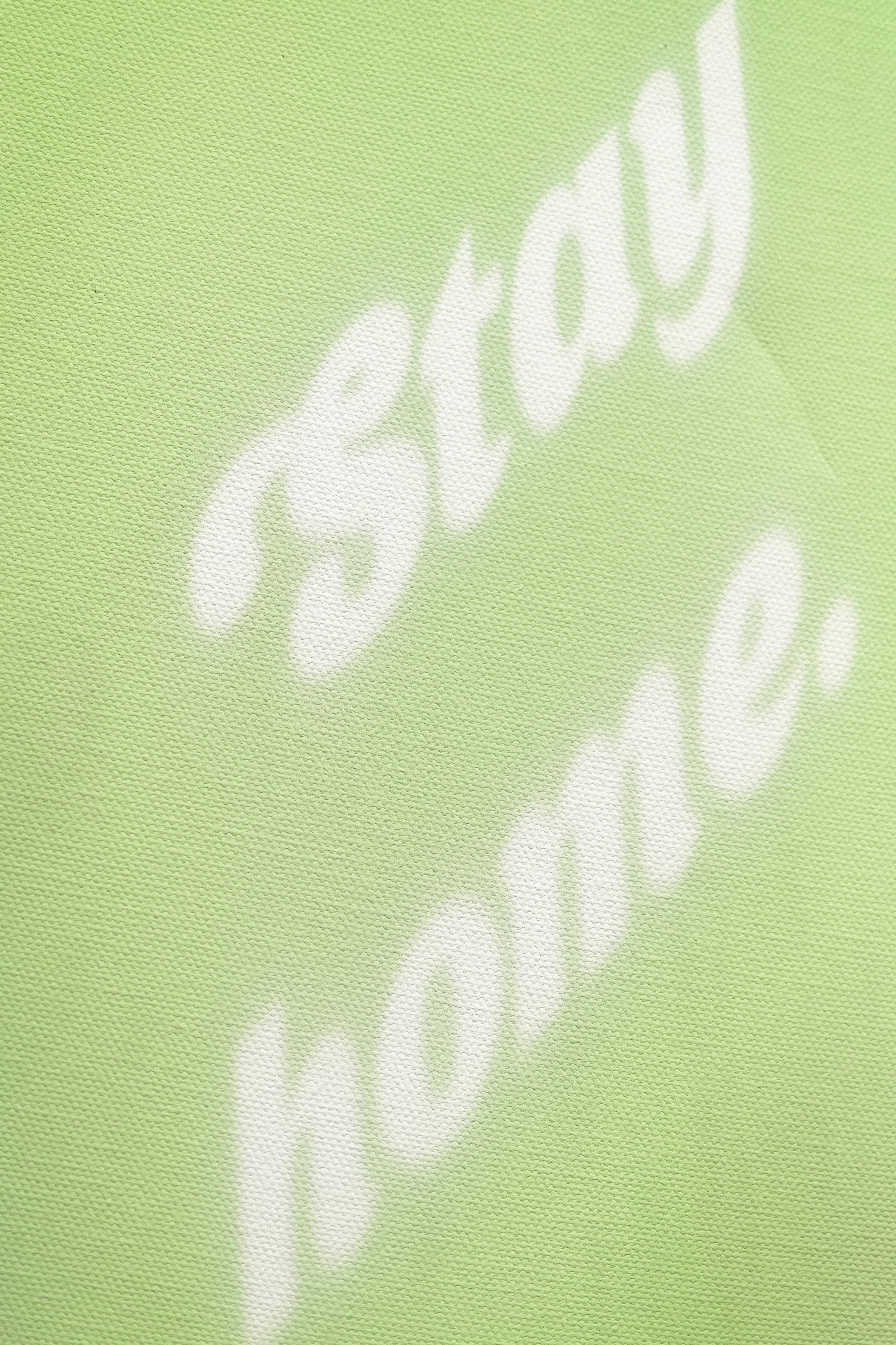 Stay Home Text on Light Green Fabric