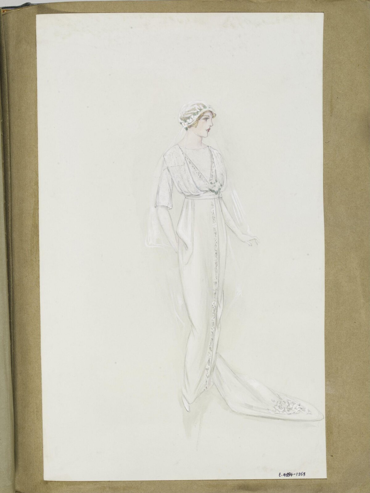 Vintage Wedding Dress Fashion Sketch