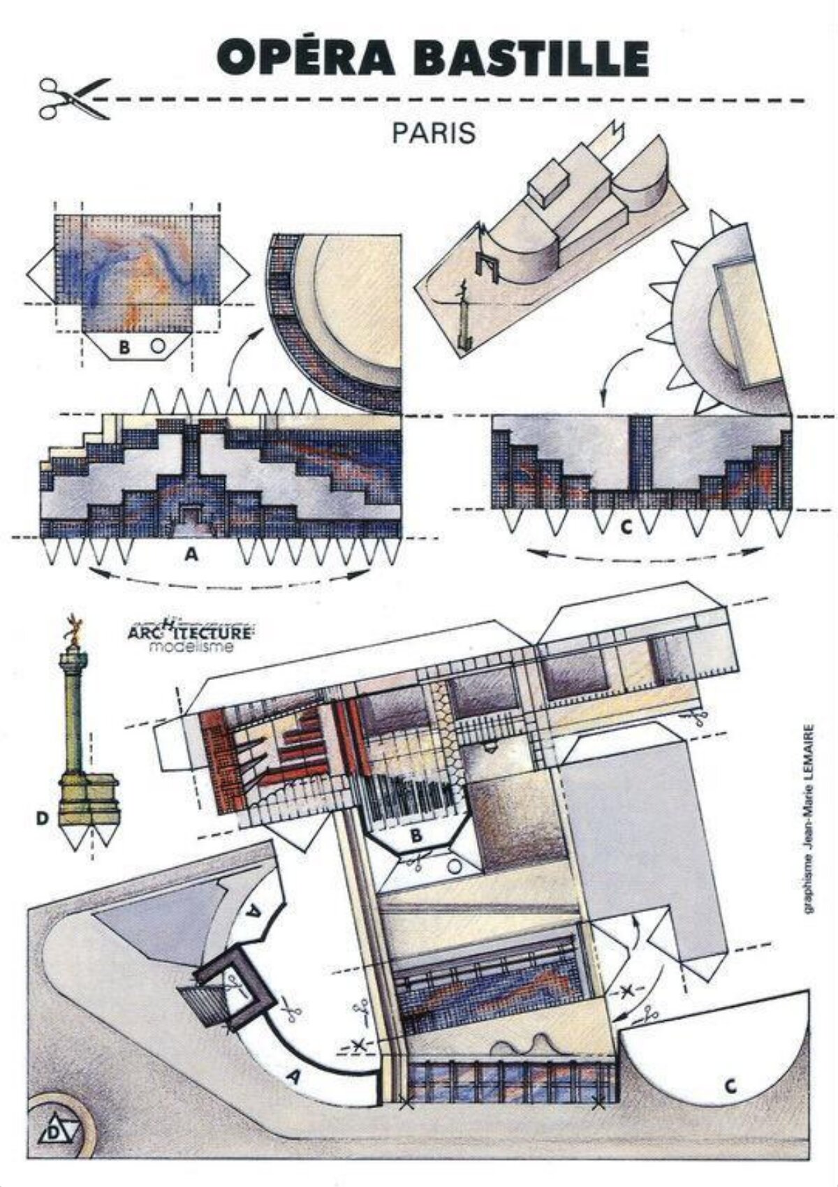 Paris Opera Bastille Paper Model Template