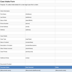 Case Intake Form