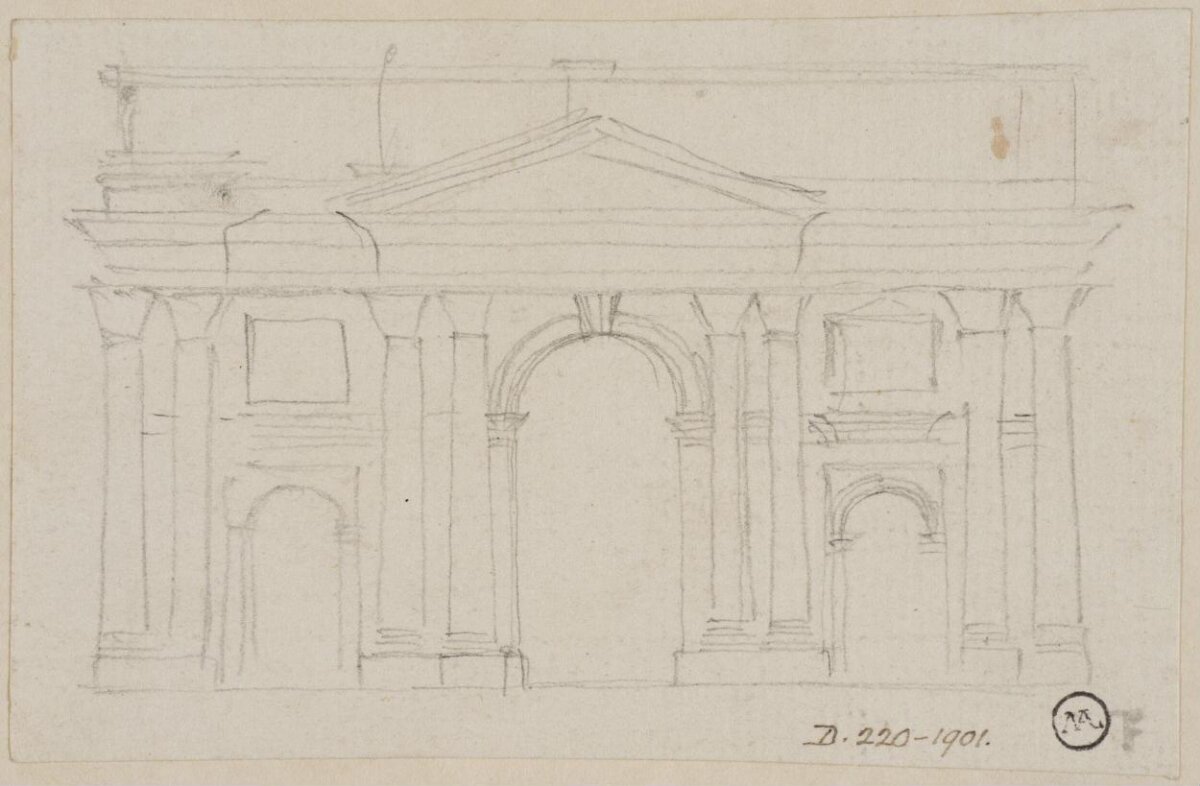Pencil Sketch of Classical Building Facade