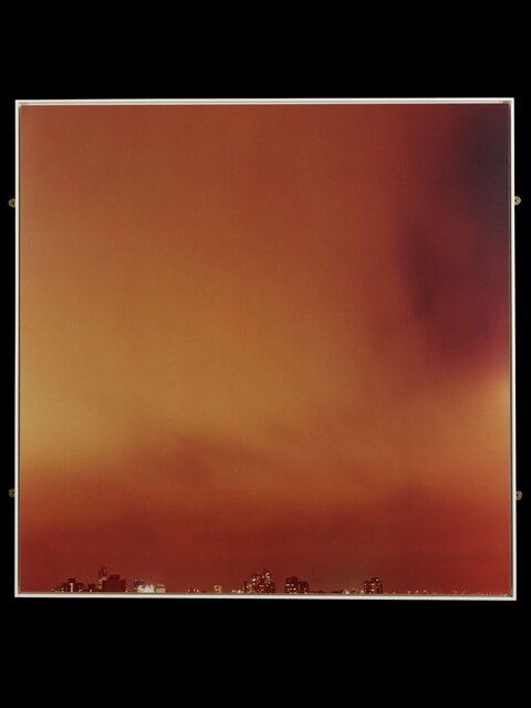 Red Sky City Skyline at Dusk