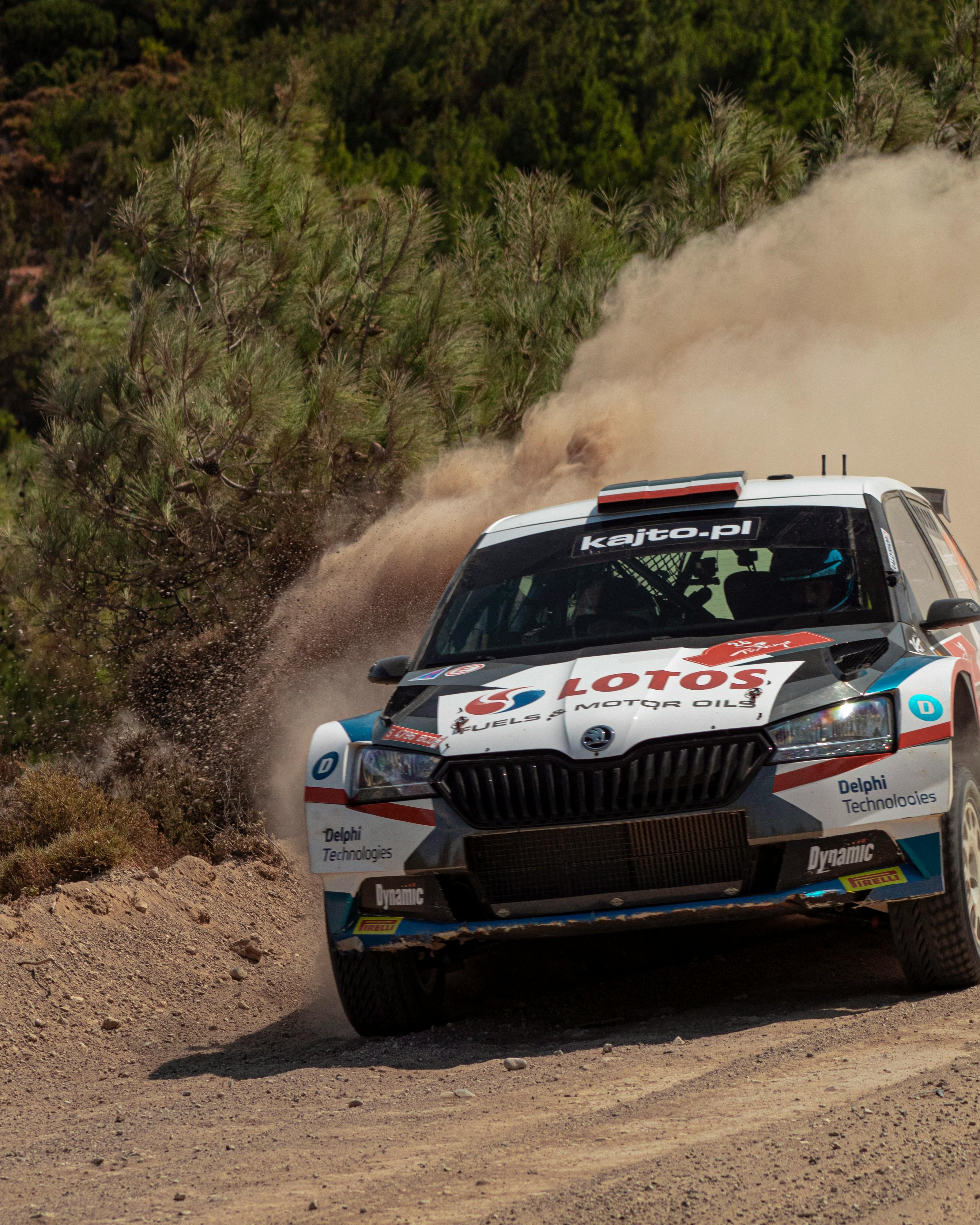Rally Car Racing on Dirt Road