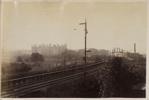 Vintage View of Railway Approaching Station