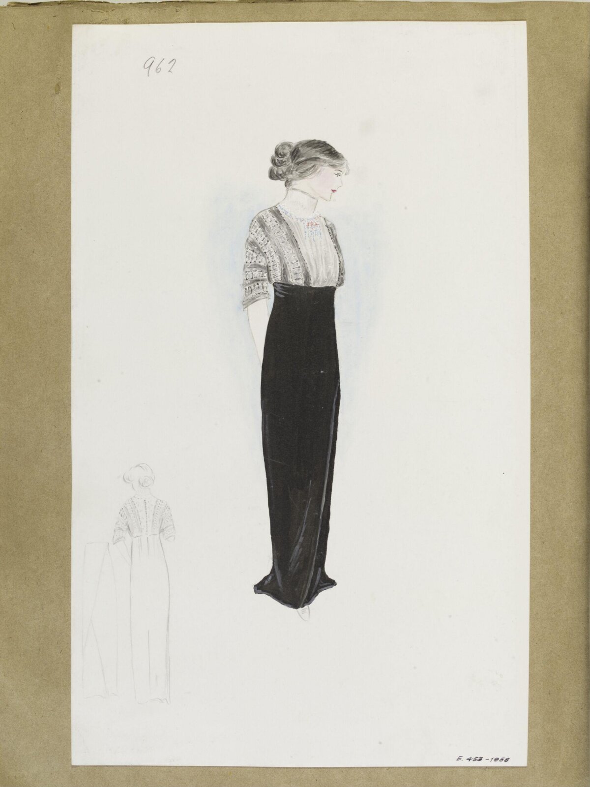 Edwardian Women's Dress Fashion Sketch