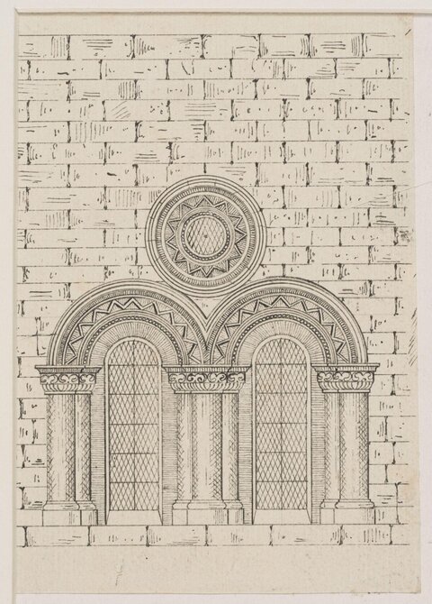 Sketch of Double Arched Window Facade