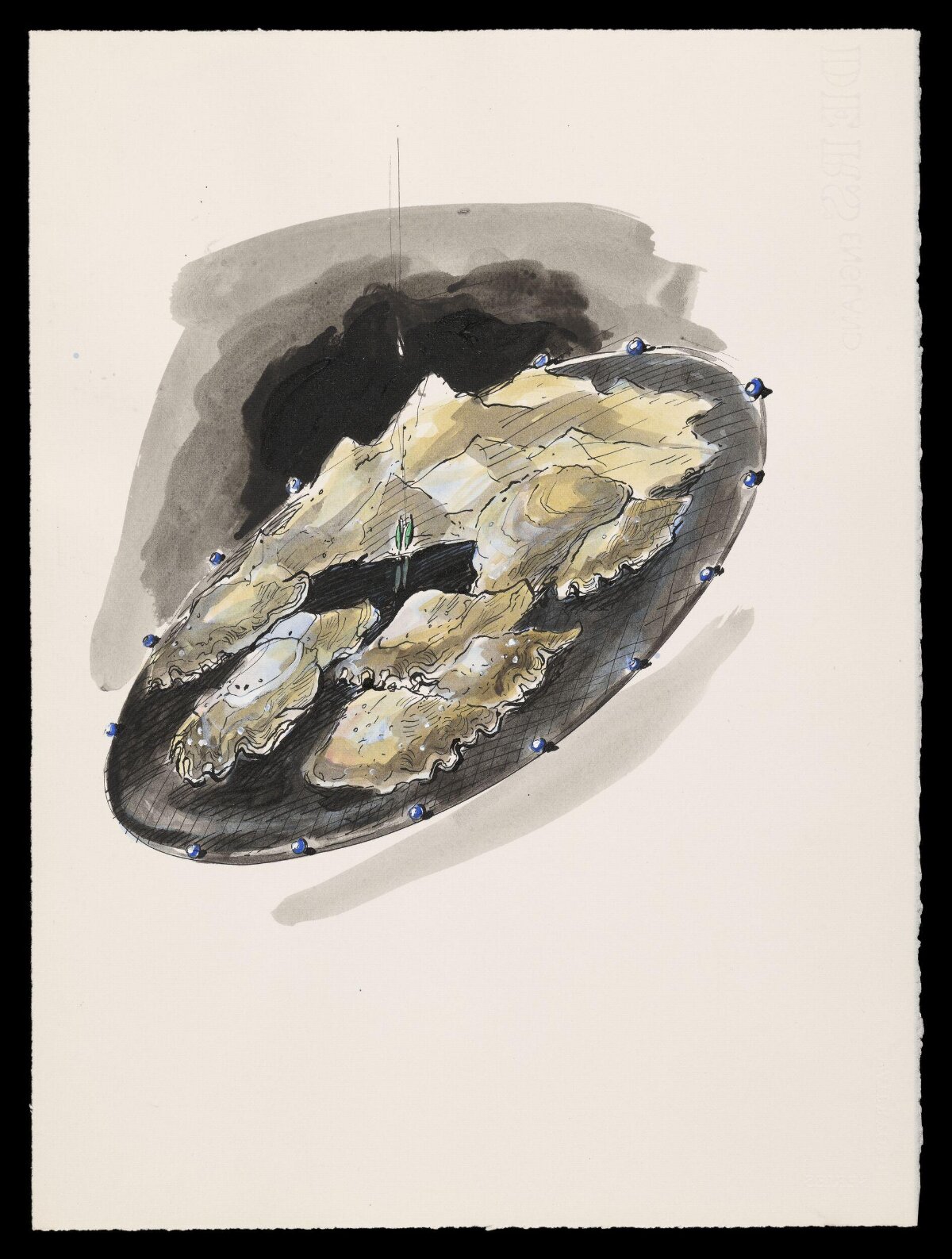 Watercolor Sketch of Oyster Platter