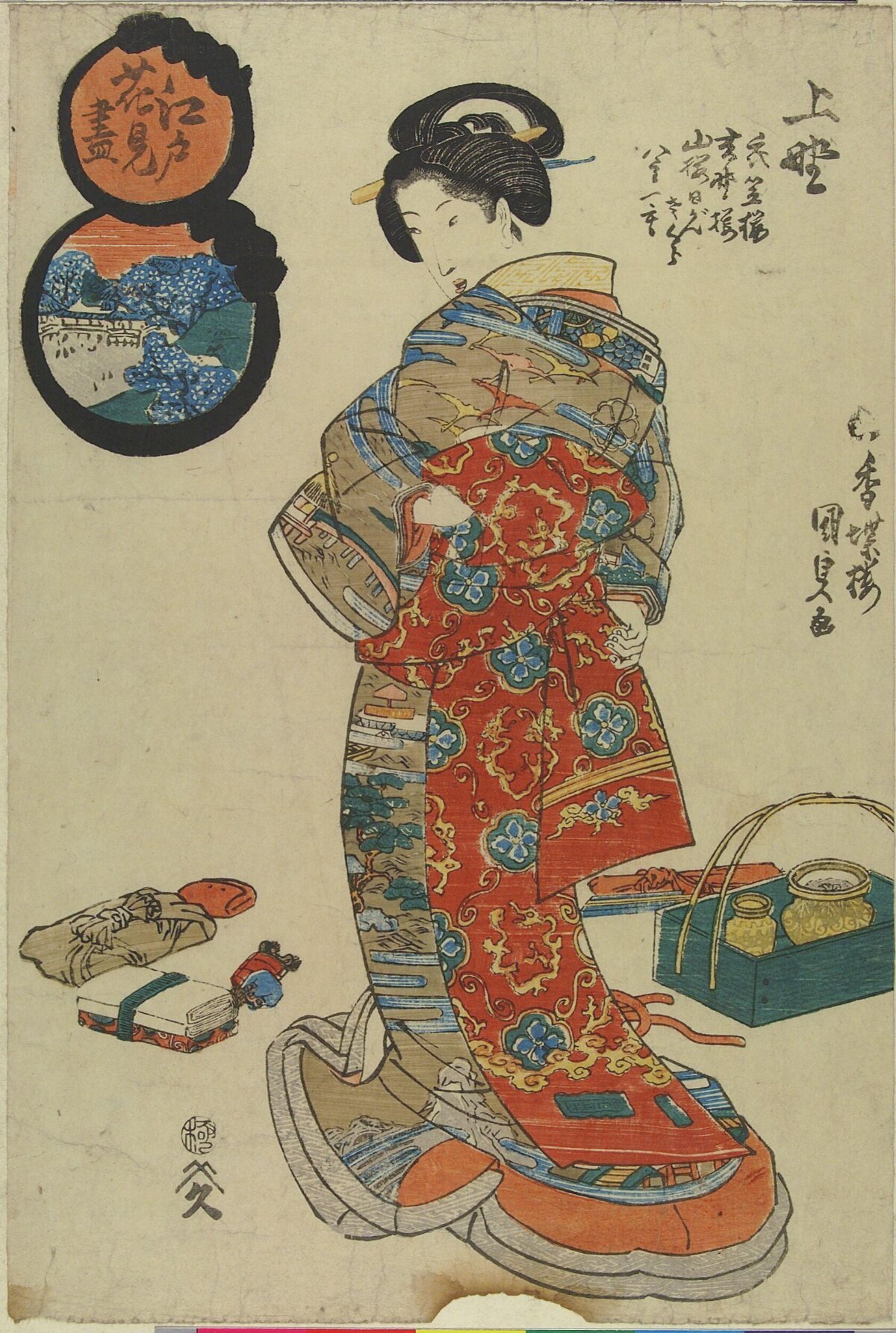 Japanese Ukiyo-e Standing Beauty