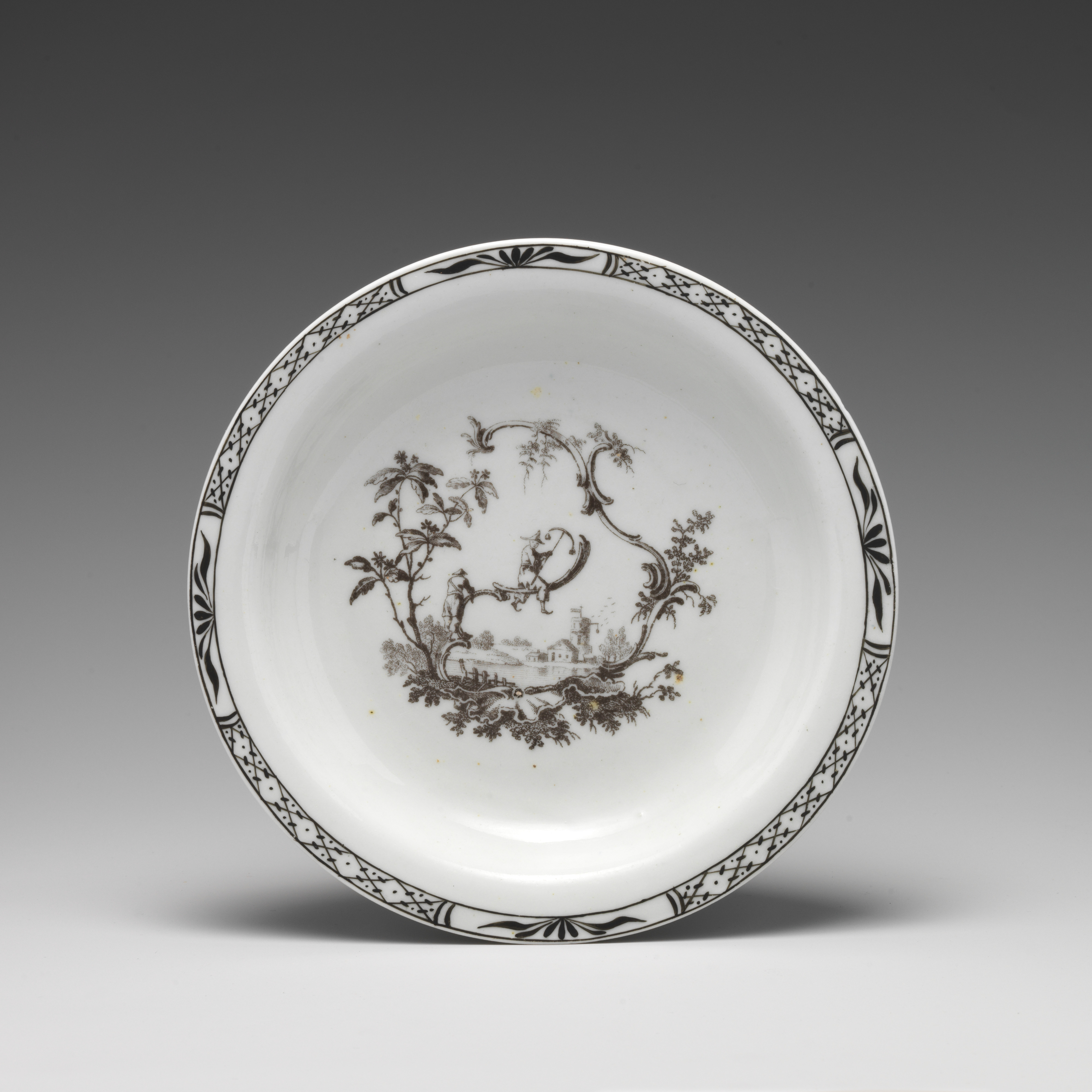 Black and White Printed Porcelain Plate