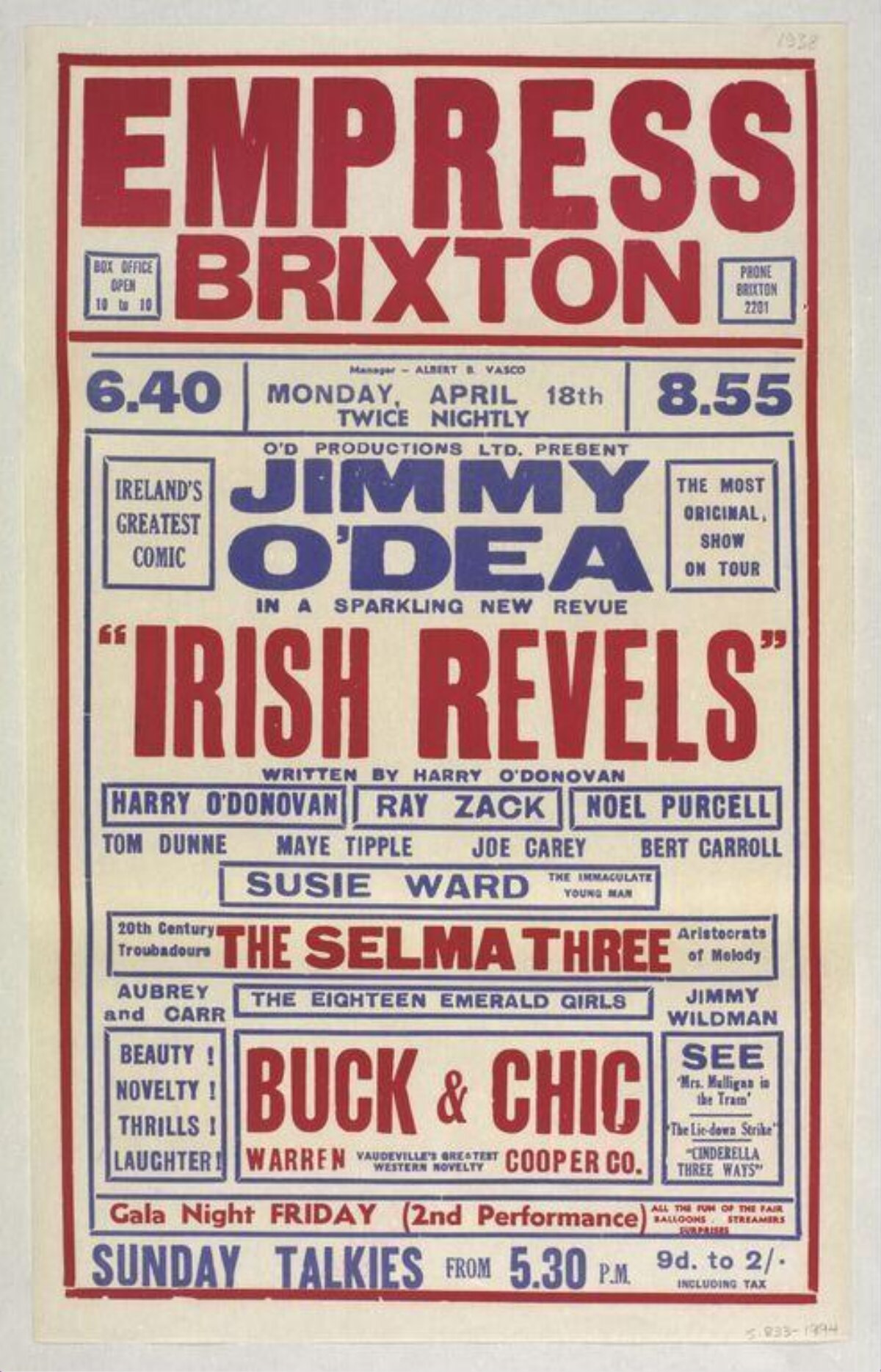Empress Brixton Irish Revels Poster