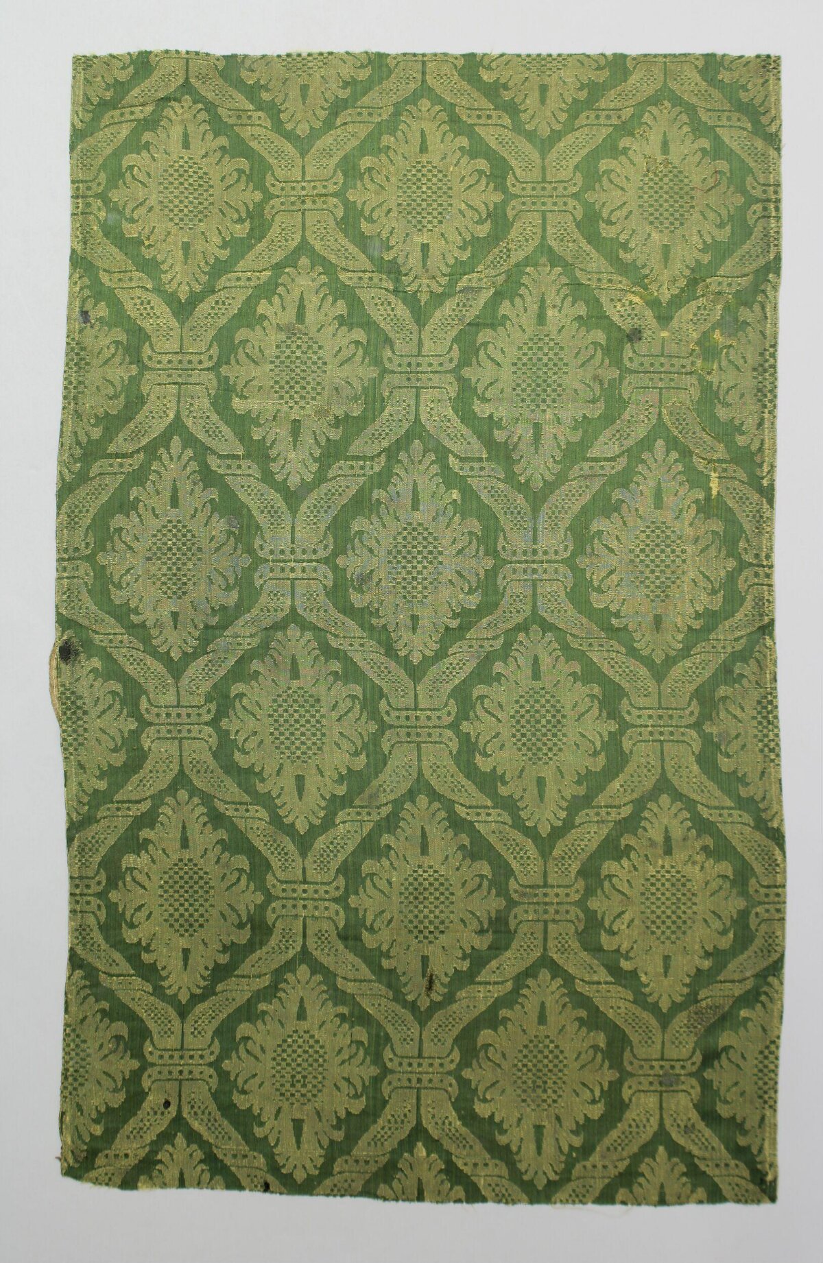 Green and Gold Damask Woven Textile