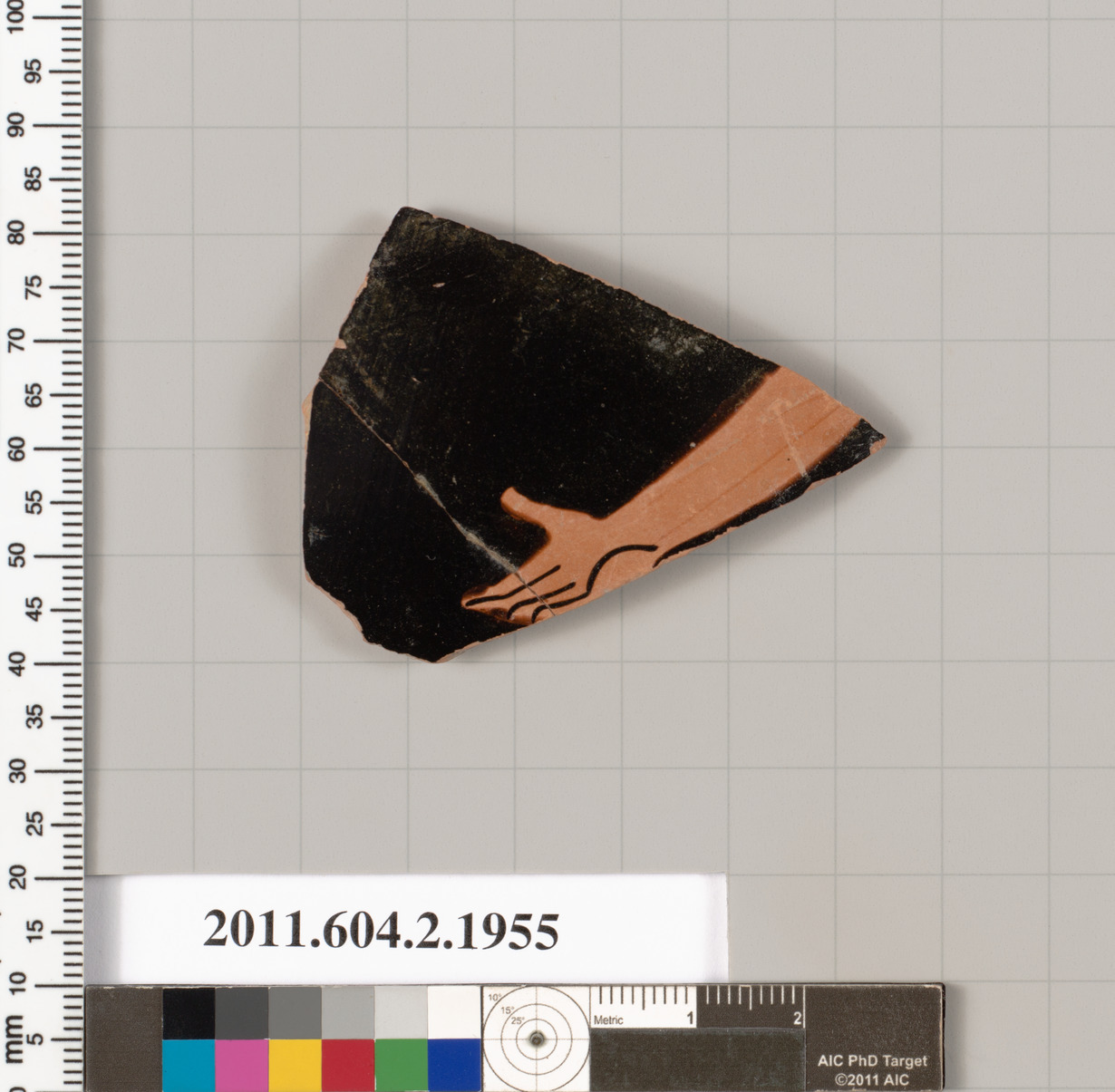 Ancient Pottery Fragment with Painted Hand