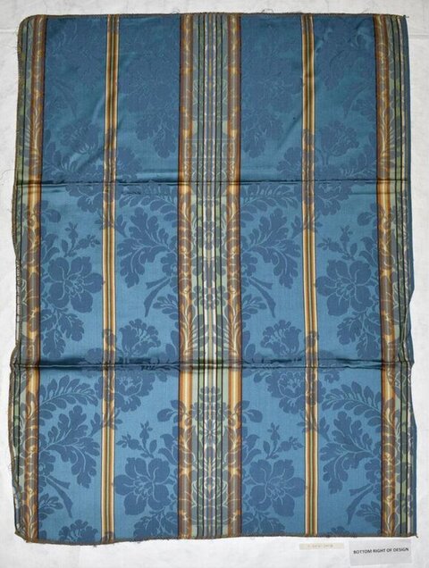 Blue Damask Stripe Textile Sample