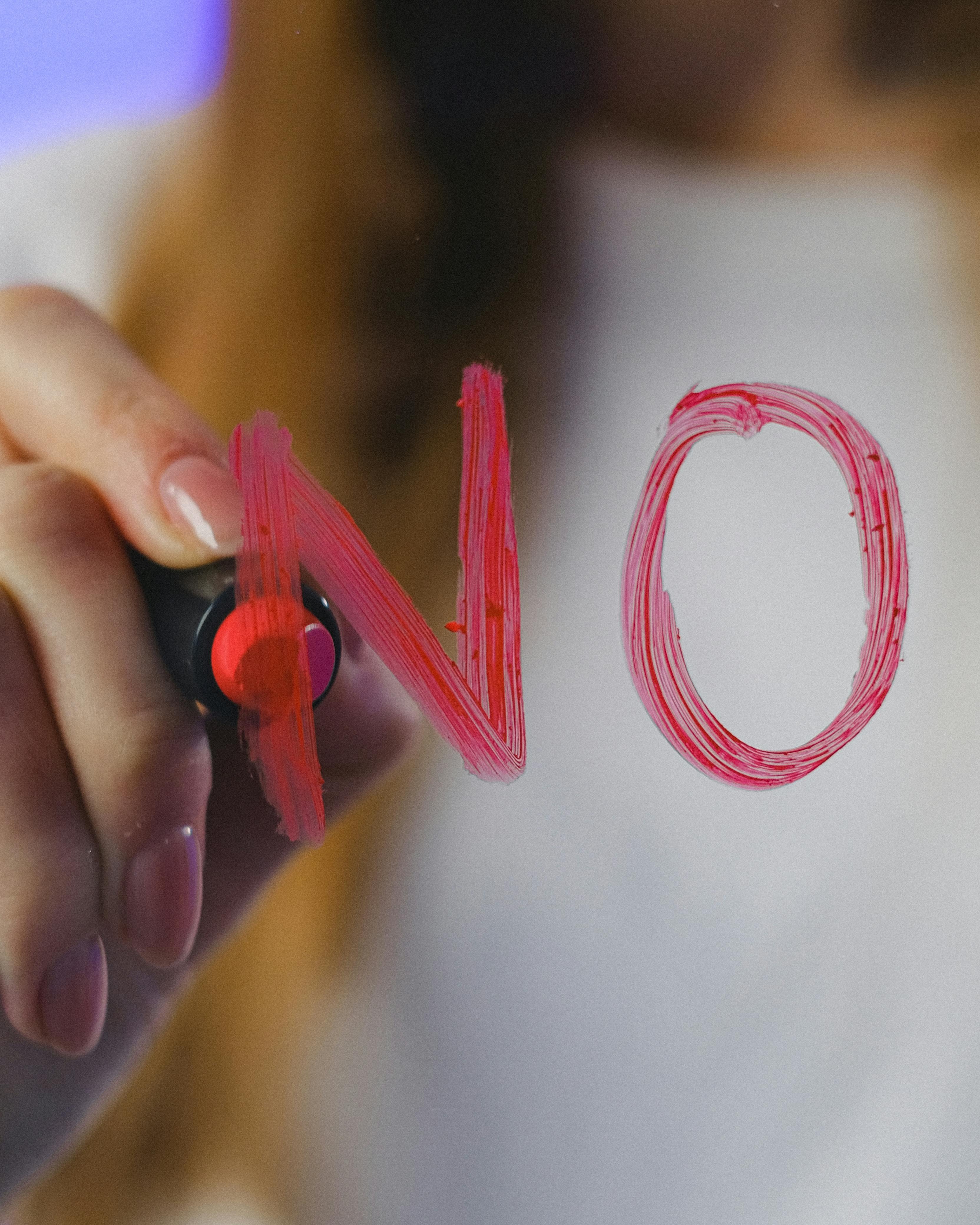 Writing NO with Red Marker