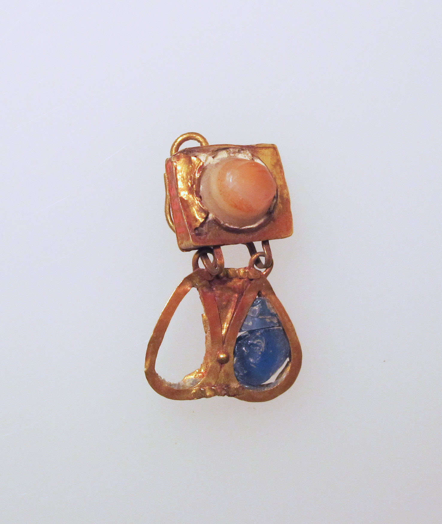 Ancient Gold Inlaid Gem Pendant