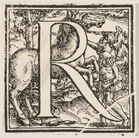 Woodcut Decorated Letter R
