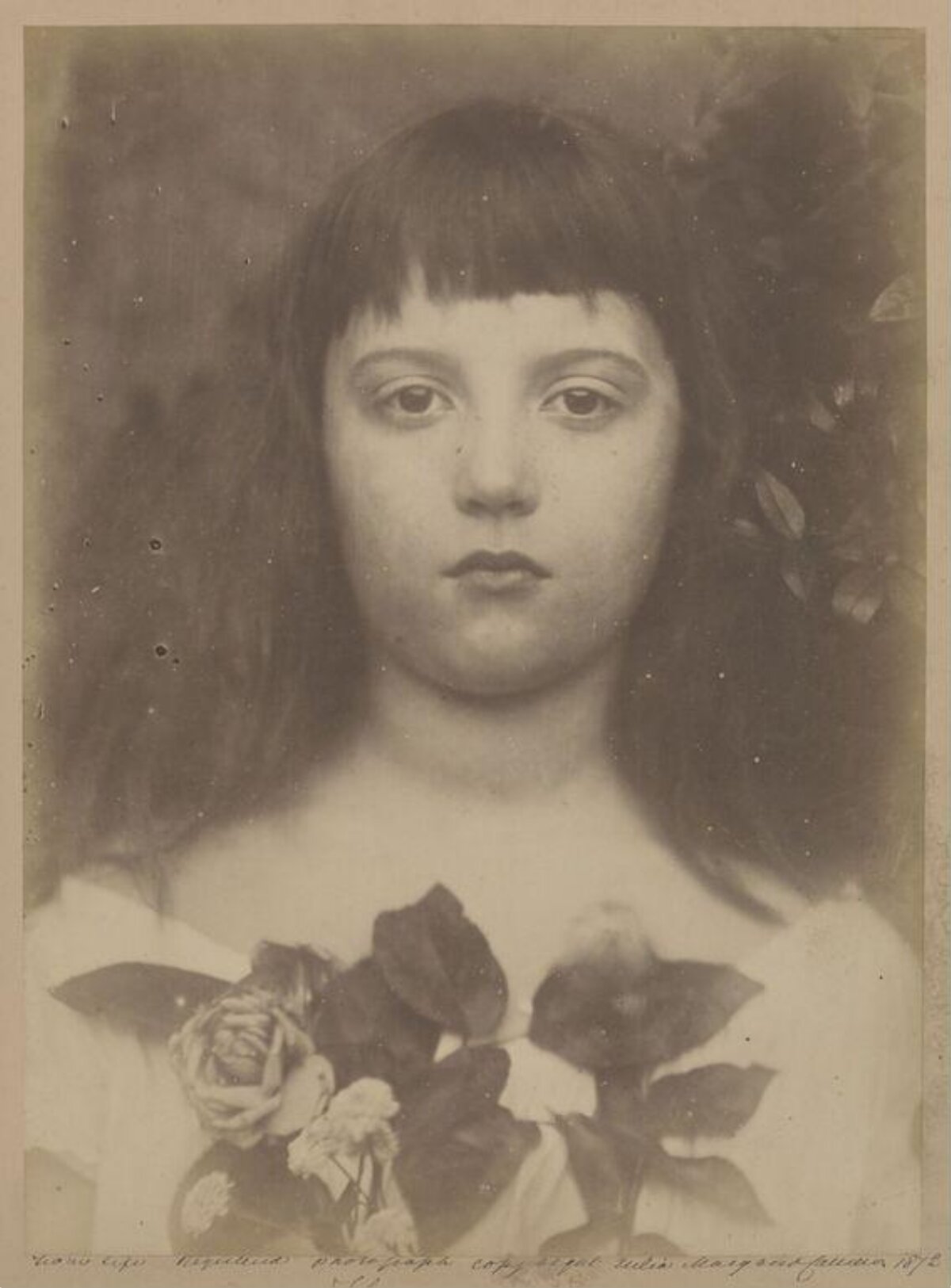 Vintage Portrait of Young Girl With Roses