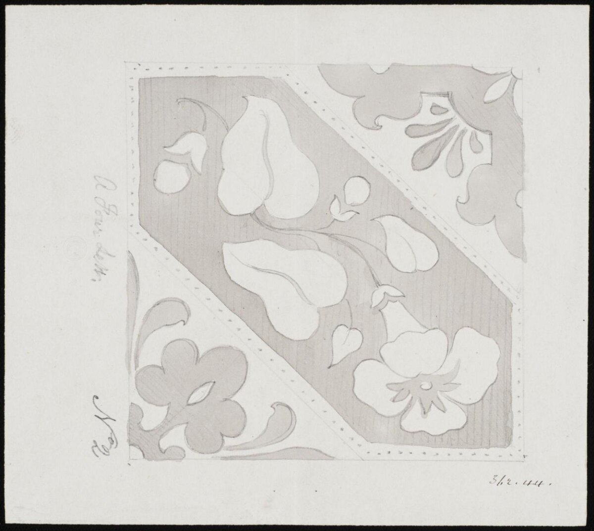 Monochrome Floral Pattern Design Sketch