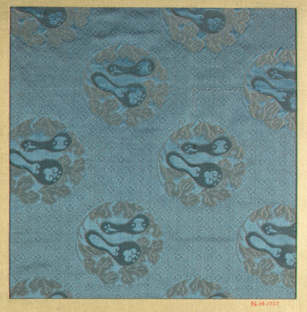 Blue Gourd Pattern Antique Woven Silk