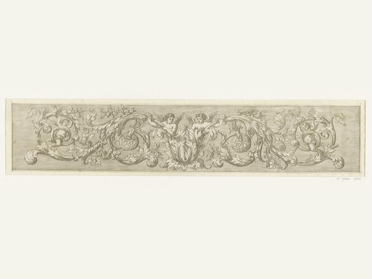 Ornamental Frieze with Cherubs Engraving