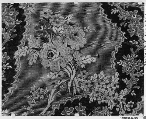Antique Floral Woven Textile Fragment