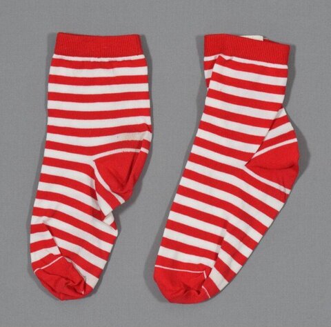 Pair of Red White Striped Socks