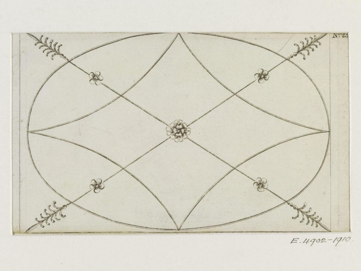 Geometric Floral Pattern Line Drawing