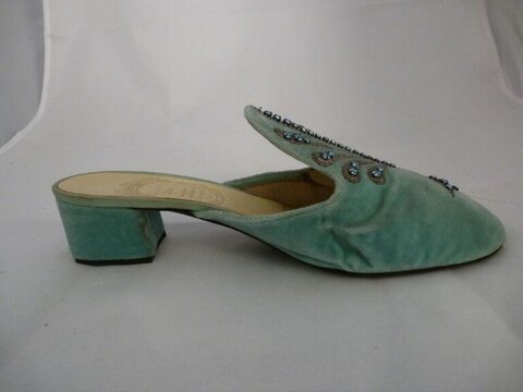 Light Green Beaded Block Heel Mule