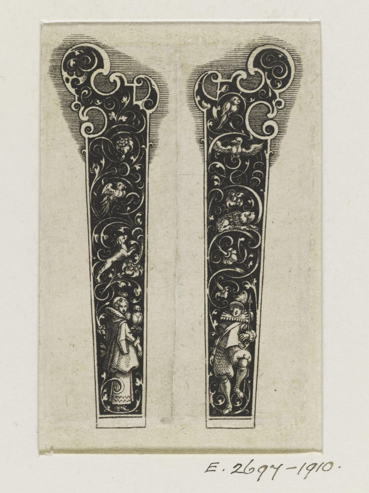 Two Ornamental Knife Handle Engravings