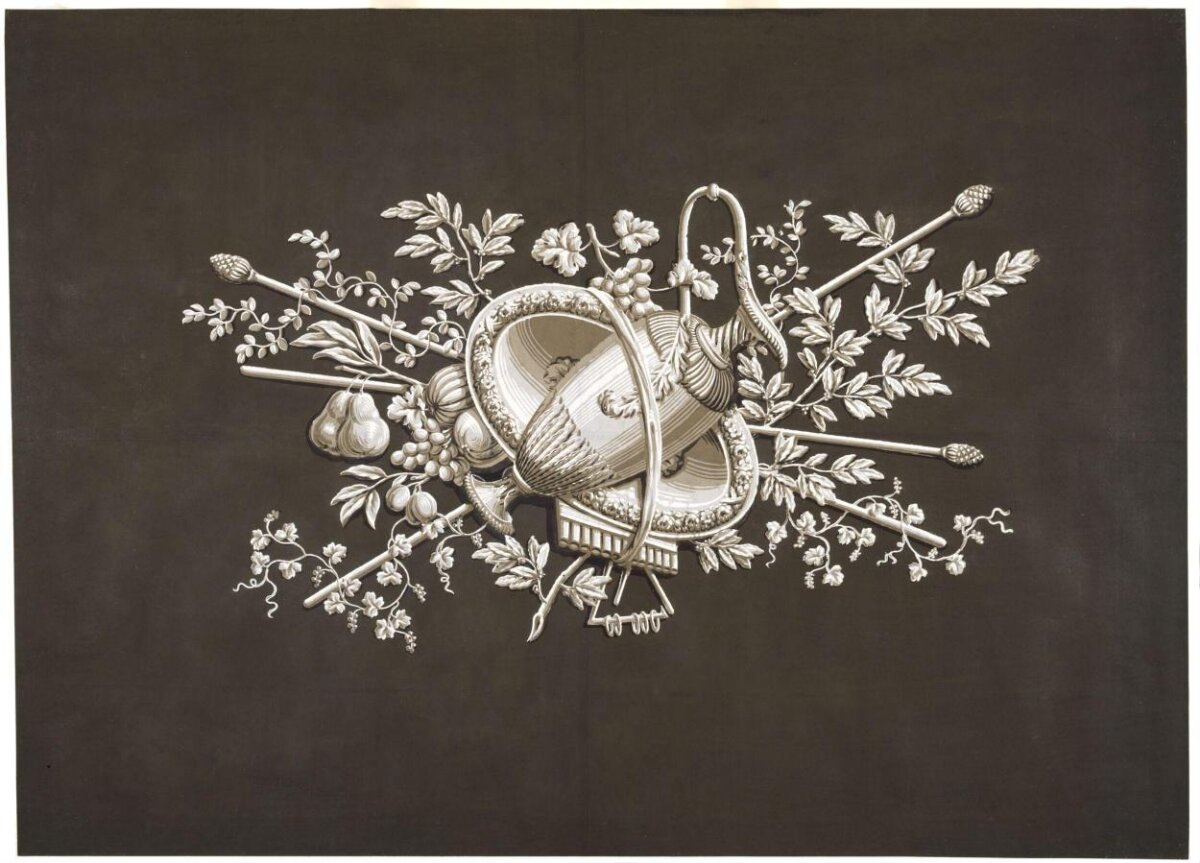 Grayscale Decorative Still Life Emblem