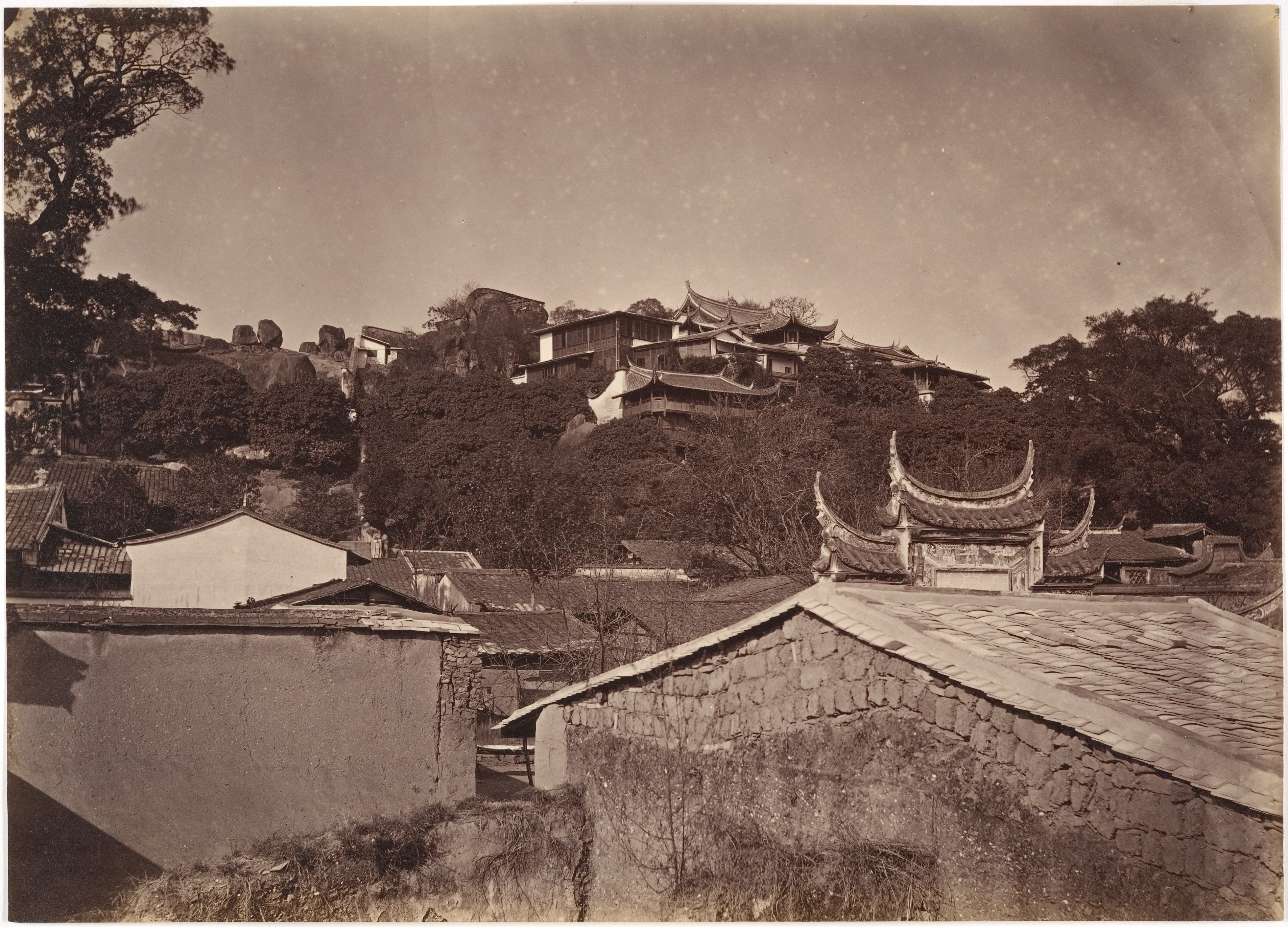 Old Photo of Chinese Hillside Buildings