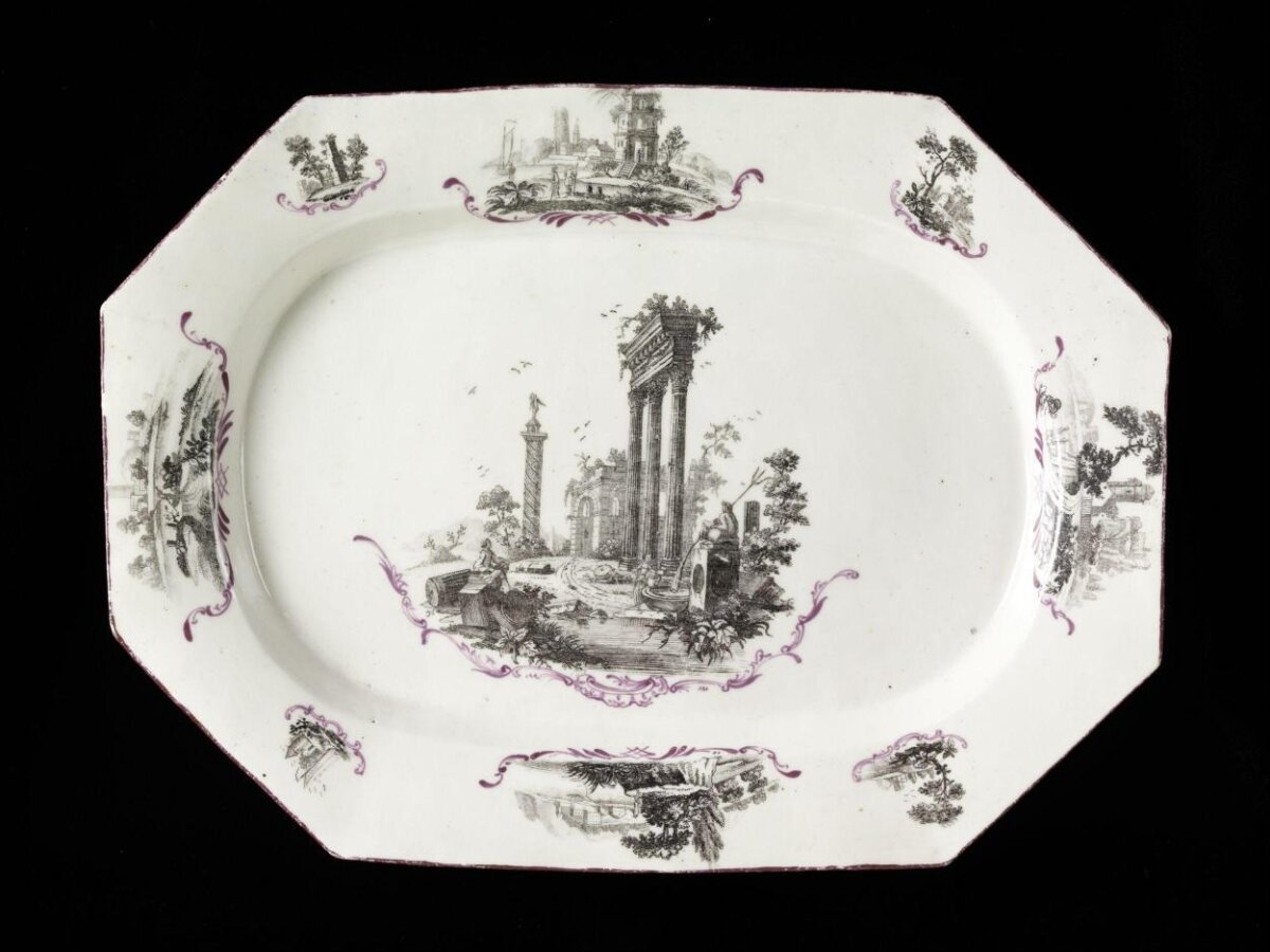 Ruins Pattern Octagonal Porcelain Platter