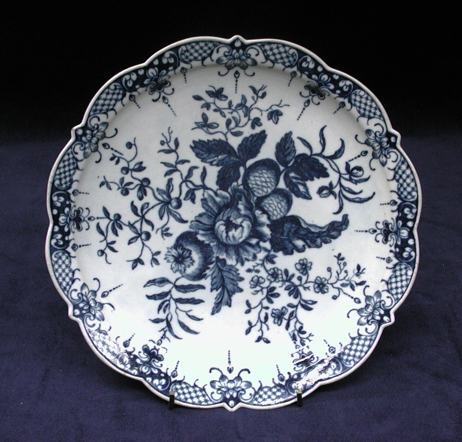 Blue and White Floral Porcelain Plate