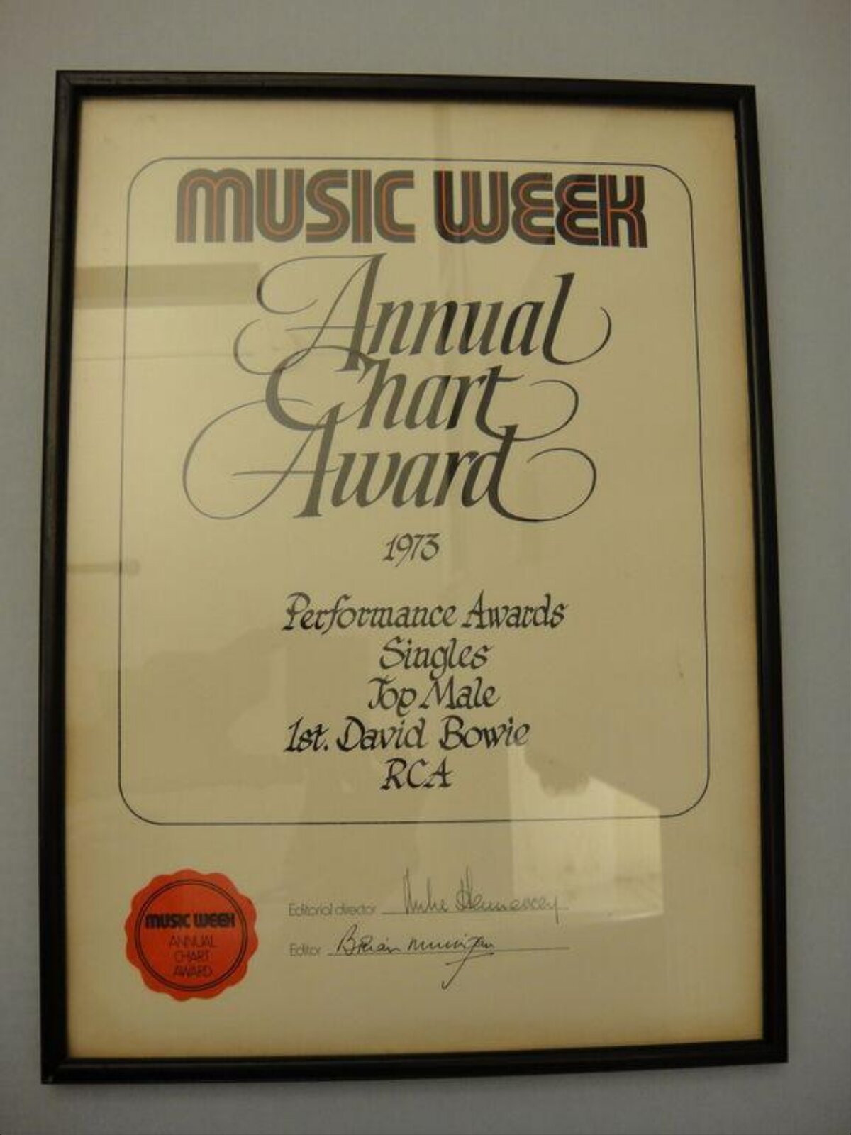 1973 David Bowie Music Week Award